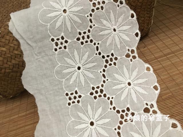 DIY handmade patchwork Retro cotton fabric lace White cotton Embroidered lace 18cm