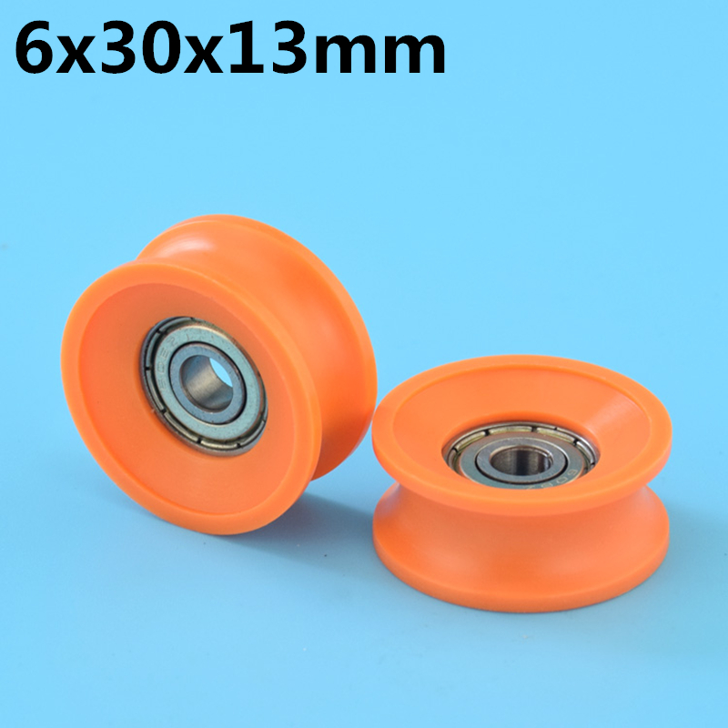 1Pcs 6x30x13 mm U groove Nylon Plastic Wheel With Bearings POM hard Bearing Guide Pulley