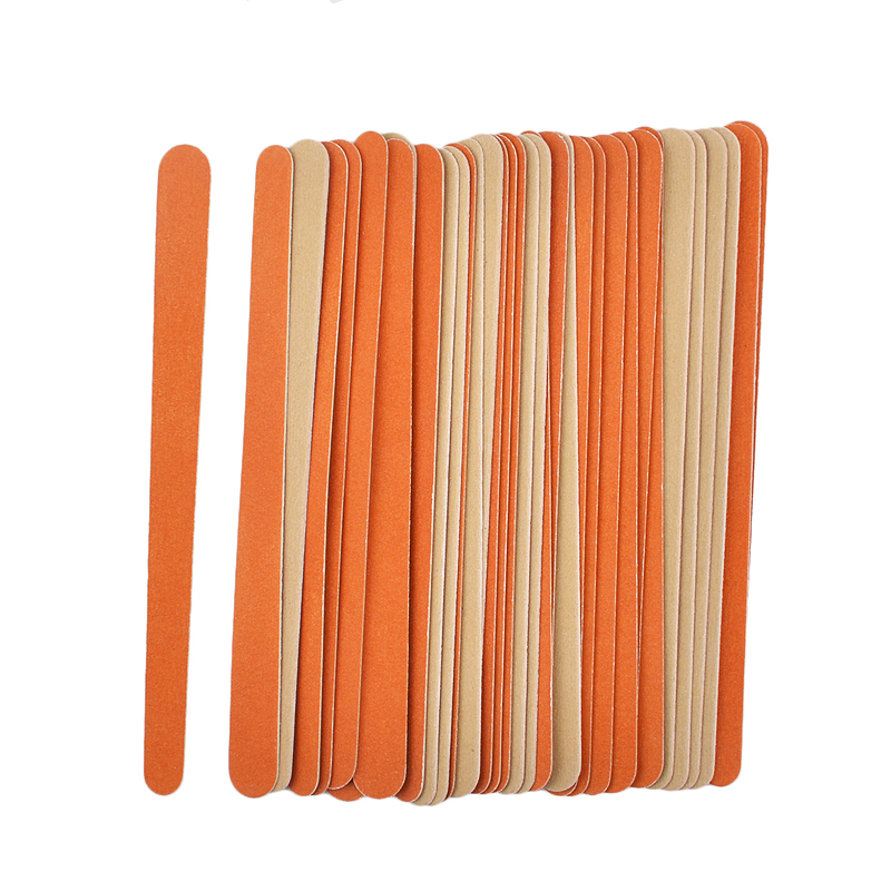 20pcs/lot Wood Nail File Orange Brown Double Side Nail Polish Blocks Sanding Buffer Tips Cuticle Remover Nail Care Tools