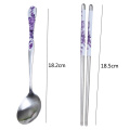 1 set Stainless Steel Spoon and Chopsticks Korean Sushi ChopSticks Learner Gifts Set 5 Patten Cookware Tableware Kit