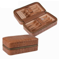 6 Slot Portable Cigar Humidor Box Crocodile Leather Cigars Case Cedar Wood Cigars Lighter Cutter Holder Humidifier Travler