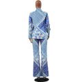 2 Piece Sets African Sets for Women New African Print Elastic Pants Style Sleeve Suit for Lady American Clothing