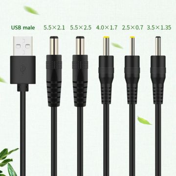 USB to DC Port Charging Cable Power Supply Cord Line DC/5.5x2.1 DC/5.5x2.5 DC/3.5x1.35 DC/4.0x1.7 DC/2.5x0.7 Connector