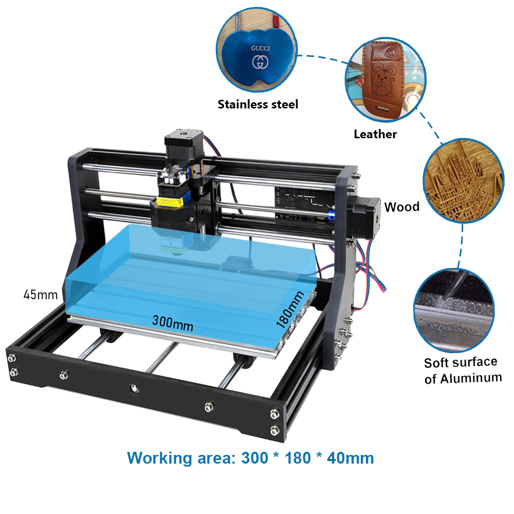 CNC 3018 Pro Max Laser Engraver Machine 0.5W-15W 3 Axis Milling DIY Wood Routers Laser Engraving Cutting With Offline Controller