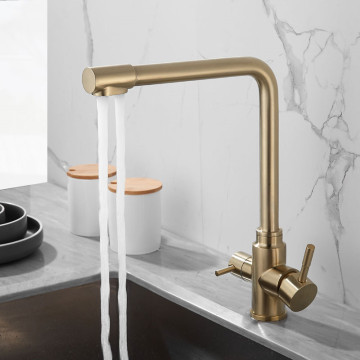 Waterfilter Tap Kitchen Faucet Brushed Gold Mixer Drinking Kitchen Purify Faucet Kitchen Sink Tap Water Tap Crane For Kitchen