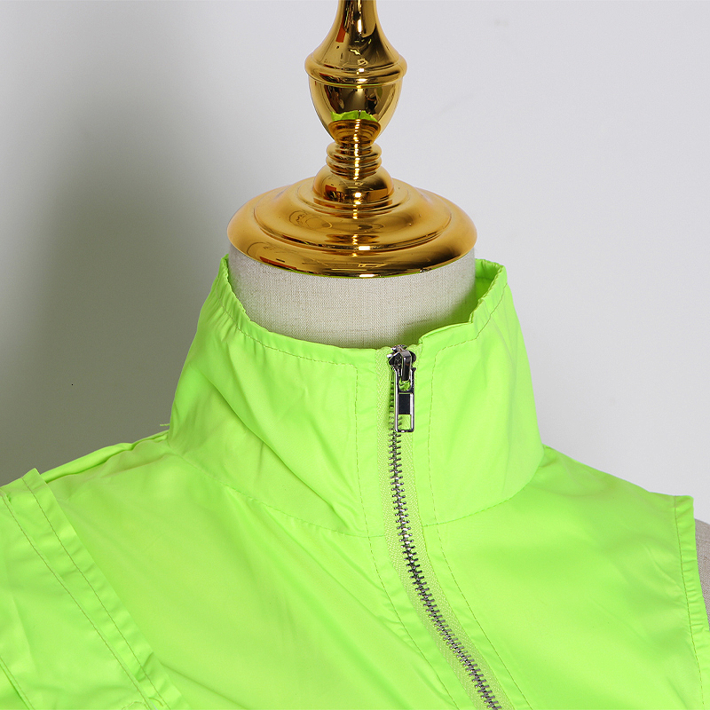 TWOTWINSTYLE Streetwear Short Women's Jacket Stand Collar Lantern Sleeve One Shoulder Asymmetrical Coat Female 2020 Fashion New