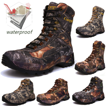 CUNGEL tactical Military combat hiking boots waterproof hiking shoes Men boots leather shoes hunting Boots Sport Travel shoes