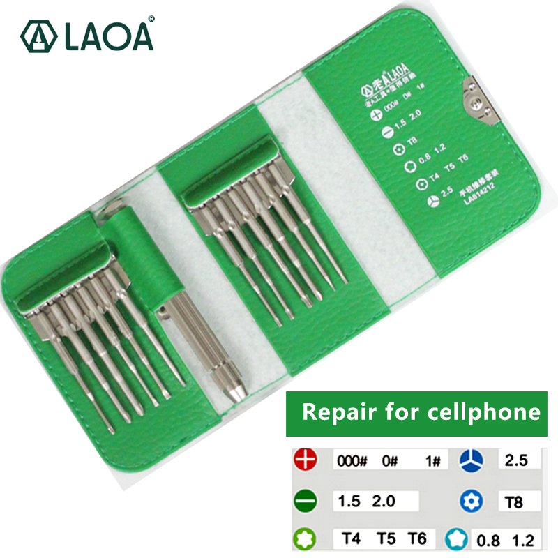 LAOA precision screwdriver material S2 12 in 1 multifunction high quality repair for Cellphone Clock Laptop