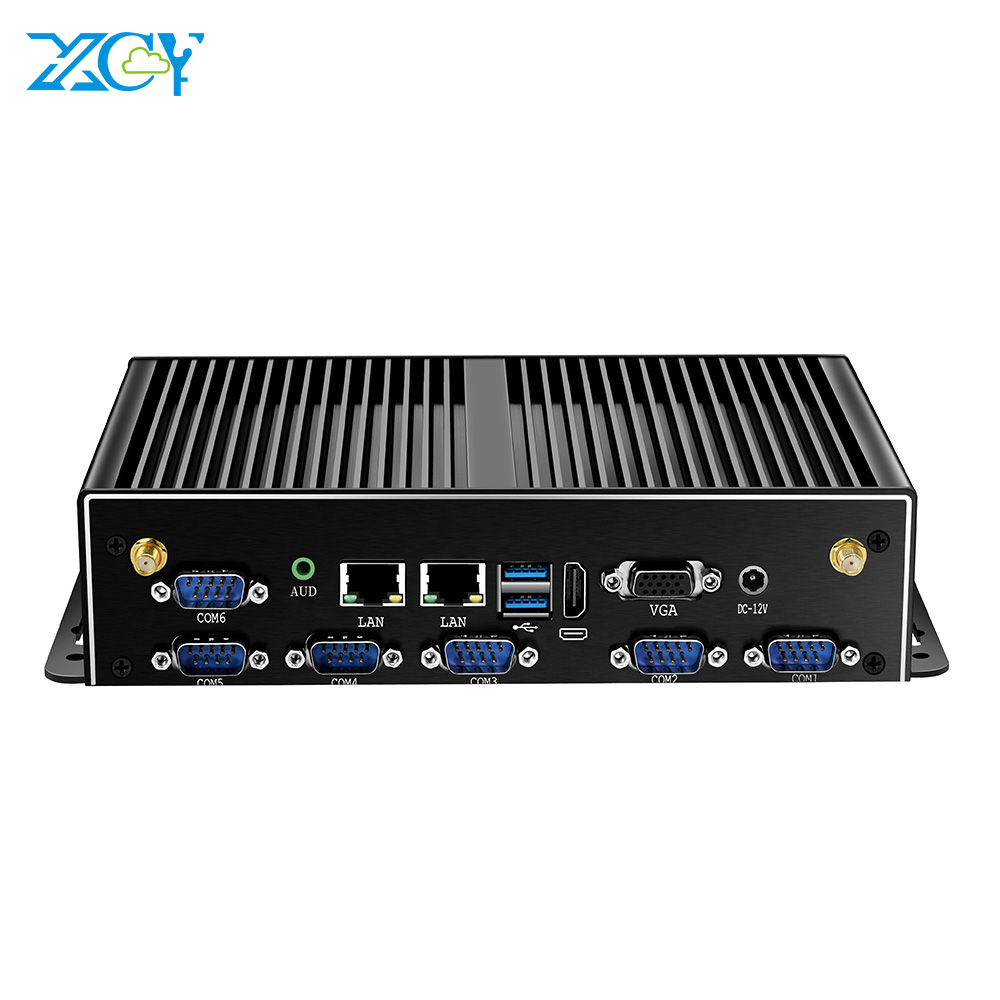 XCY Fanless Industrial Mini PC Intel Core i7 5500U i5 4200U i3 4005U 2xLAN 6xRS232 6xUSB HDMI VGA WiFi 4G LTE Windows Linux