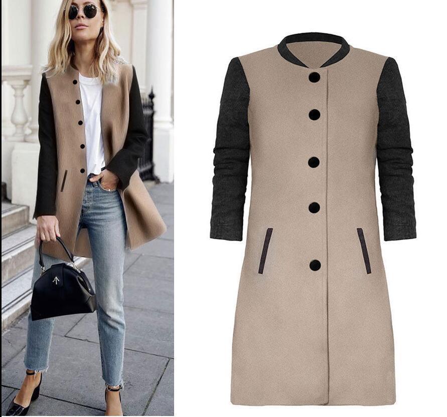 2018 Women Autumn Winter Coats Jackets Female Warm Wool Blends Coat Fashion streetwear Casual long Jacket