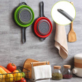 1PC Folding Silicone Colander Drain Basket With Handle Vegetable Fruit Washing Strainer Drainer Kitchen Accessories Sifter Tools
