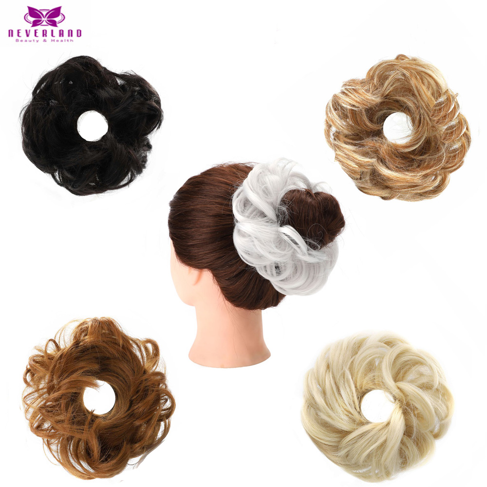 Mix Gray Blond Brown White Curly Messy Bun Hair Piece Hairpiece Accessories Hair Bun Rubber Ring Fake Natural Look Extensions