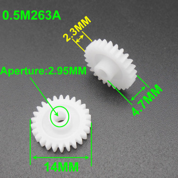 500Pcs 0.5M 0.5 Modulus Plastic Spur Gear Pinion 26T 26 Teeth 26-Tooth 3mm 2.95mm 263A Model Accessories Dia.14mm X 4.7mm *FD193