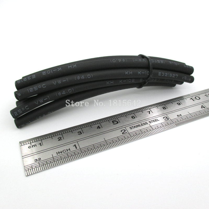 5 Meters/LOT Black 4mm Heat Shrink Heatshrink Heat Shrinkable Tubing Tube Sleeving Wrap Wire Black Color