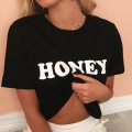 Honey Letter Print T Shirt Women Short Sleeve O Neck Loose Red Tshirt Summer Ladies Tee Shirt Tops Clothes Camisetas Mujer