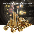 M6*10/15/20/25/30/35/45/45/50/55mm Hexagon Motorcycle 304 Stainless Steel Bolts Screw Gold Hexagon Socket Head Screws