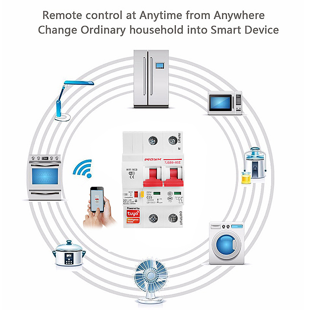 220V Smart Life 2P WiFi Smart Circuit Breaker overload short circuit protection with Amazon Alexa for Smart Home