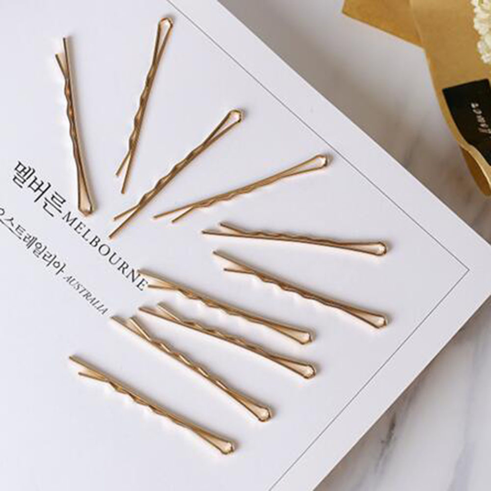 10pcs Hair Clips Hairpins Gold Metal Waved Curly Barrettes Bobby Pins For Women Girls Styling Accessories Hair Styling Tool