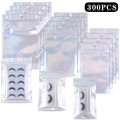 50/100/200/300Pcs Eyelash Packaging Boxes Idea Holographic Laser Zip Lock Bag Wholesale Lash Package Box Eye Lash Packaging Bags