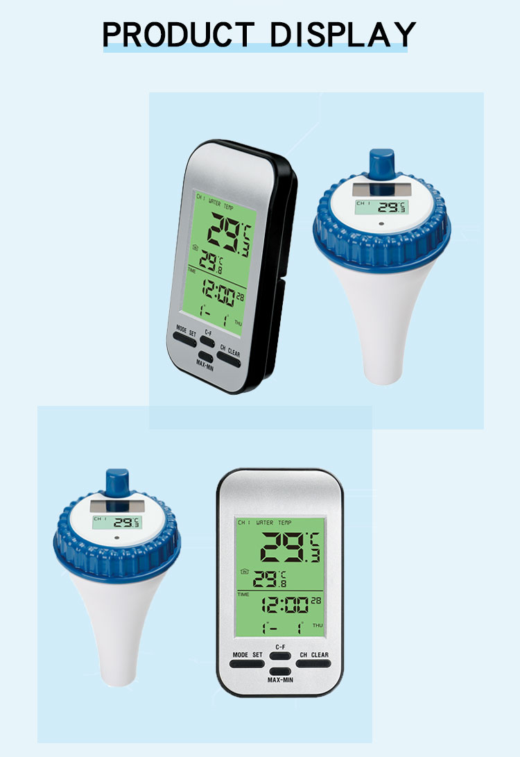 Wireless smart swimming pool thermometer with timer alarm clock