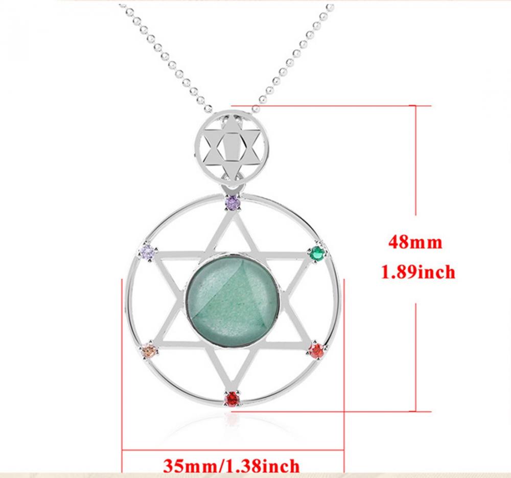 Sterling Silver Hexagram Star Pendant Necklace Cut crystal stone David star shield hexagram star double layer Diamond Jewelry