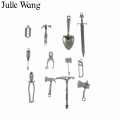 Julie Wang 12pcs Mixed Tool Mini Pliers Ax Saw Shovel Hammer Charm Necklace Pendants DIY Jewelry Making Accessory