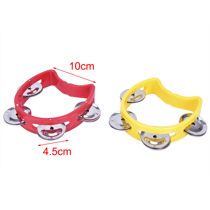 Hand Held Tambourine Metal Bell Jingles Plastic Rattle Ball Percussion for KTV Party Kid Game Toy Musical Instrument