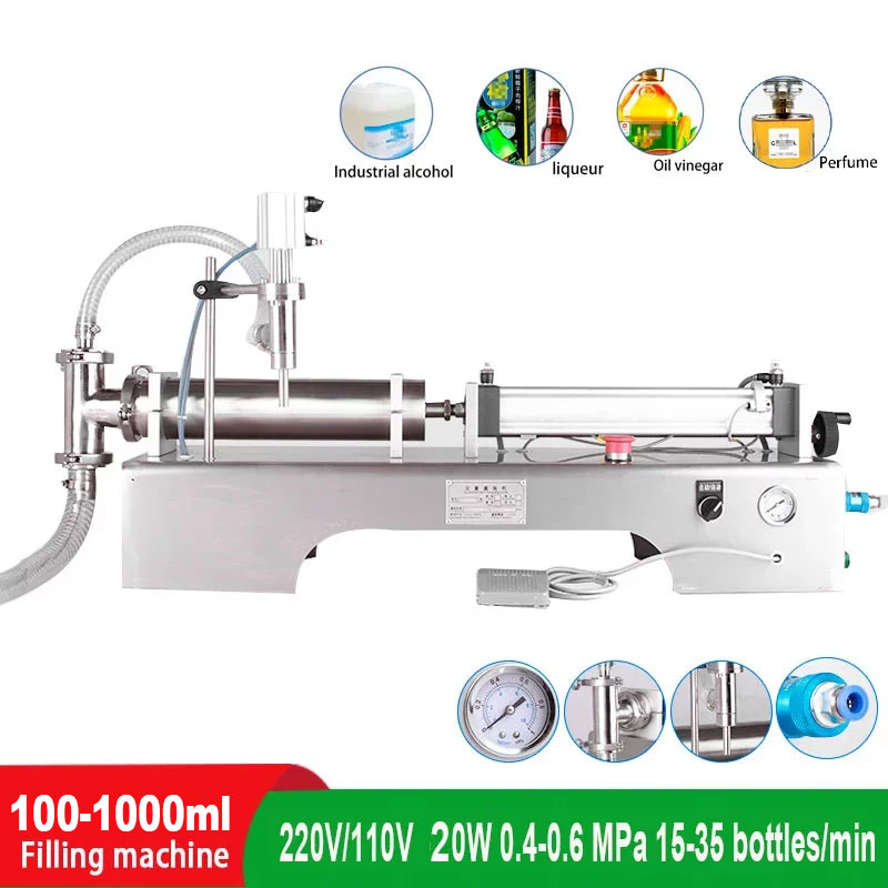 100-1000ML Horizontal Automatic Liquid Filling Machine Pneumatic Quantitative Dispensing Machine Honey Food Laundry Detergent