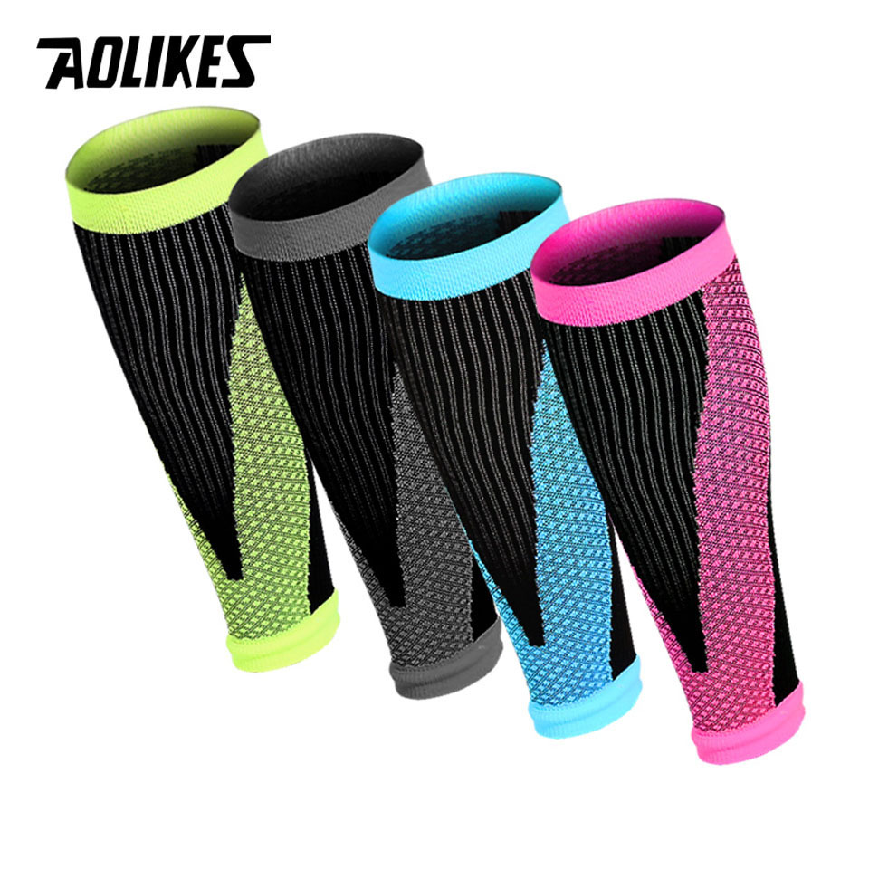 AOLIKES 1 Pair Gym Sport Football Shin Guard Protector Soccer Anti-crash Leg Calf Sleeve Compression Cycling Running Leg Warmers