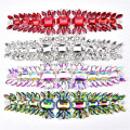 Diamond Applique 20X5Cm 9 Color Crystal Leaf Long Patch Ab Rhinestone Glass Welding Flower Silver Decal Wedding Belt Accessories