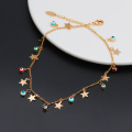 EVIL EYE Star Charm Anklet Bracelet Gold Color Foot Chain Adjustable Turkish Eye Ankle Fashion Jewelry for Women Female EY6502