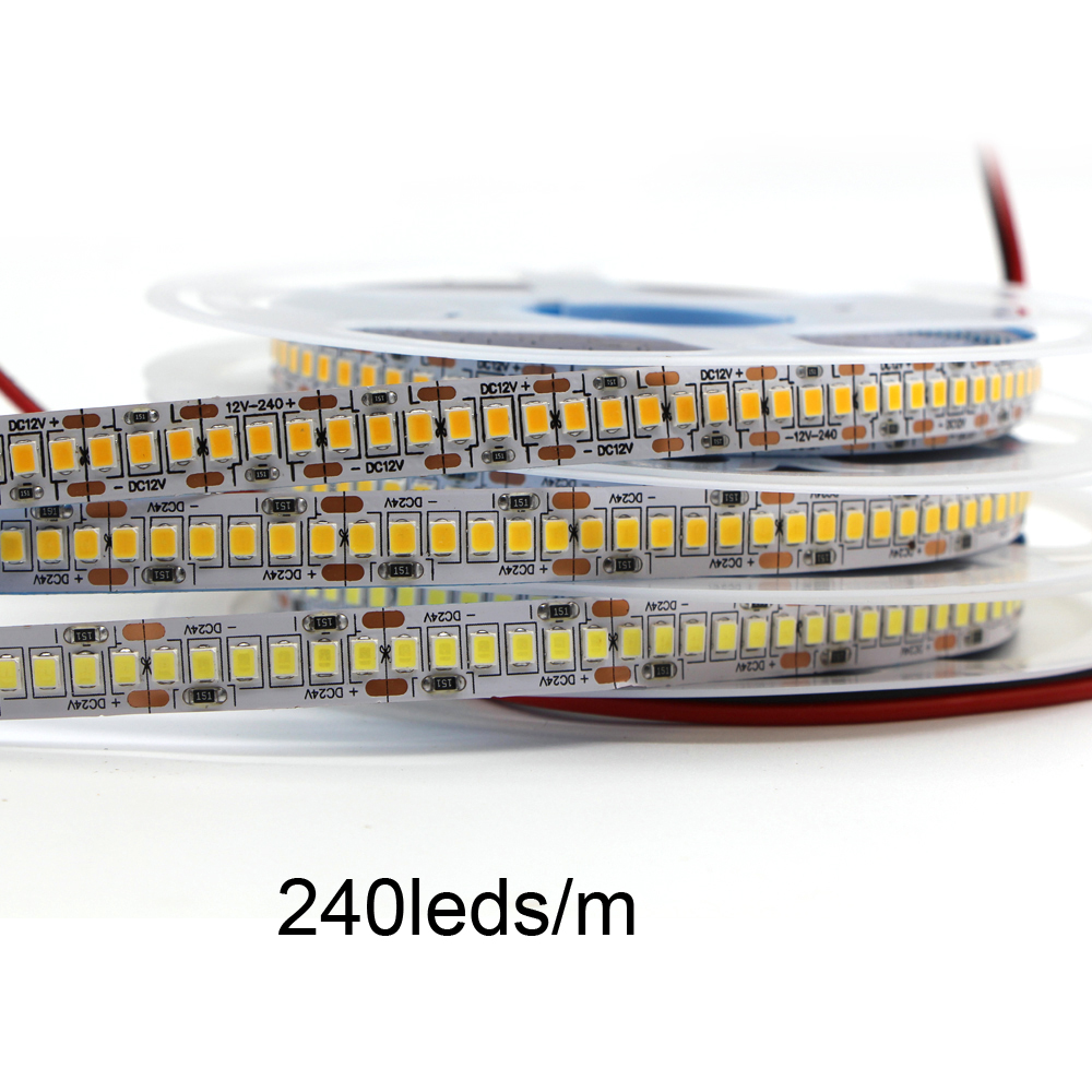 LED Strip 2835 SMD 240LEDs/m 480LEDs/m 5M Leds DC 12V 24V High Bright Flexible LED Rope Ribbon Tape Light Warm White Cold White