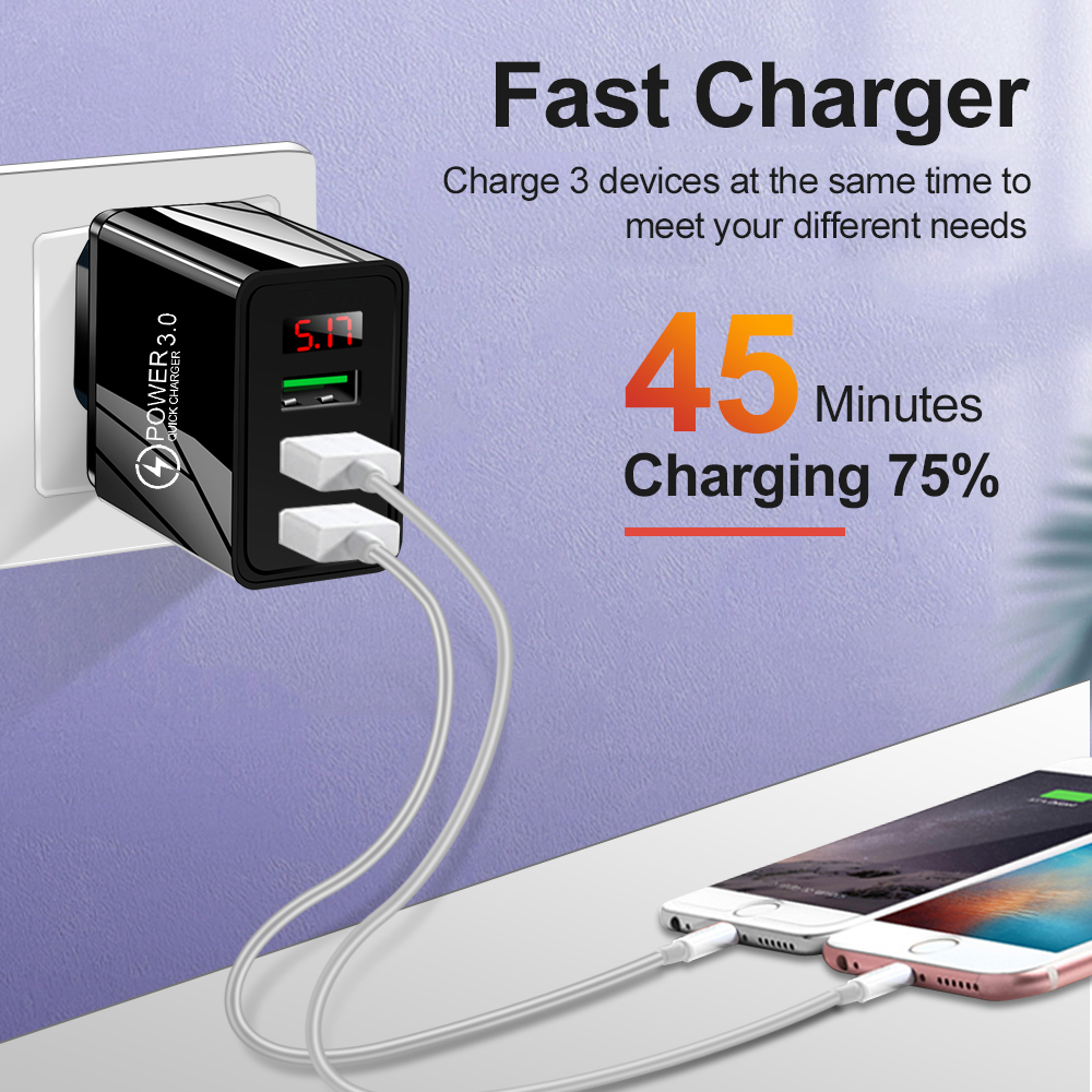 Quick Charger 3.04.0 USB Charger For iphone Samsung Tablet EU US Plug Wall Mobile Phone Charger Adapter Fast Charging Adapter