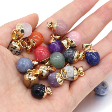 2Pcs Natural Stone Pendant For Jewelry Making Rainbow Round Semi-precious DIY Necklace Handiwork Sewing Craft Accessory