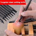 TRANVON 8/10pcs Stone Carving Knife Wood Carving Chisels Knife Tungsten Steel Woodworking Set Rubber Stamps Hand Tools