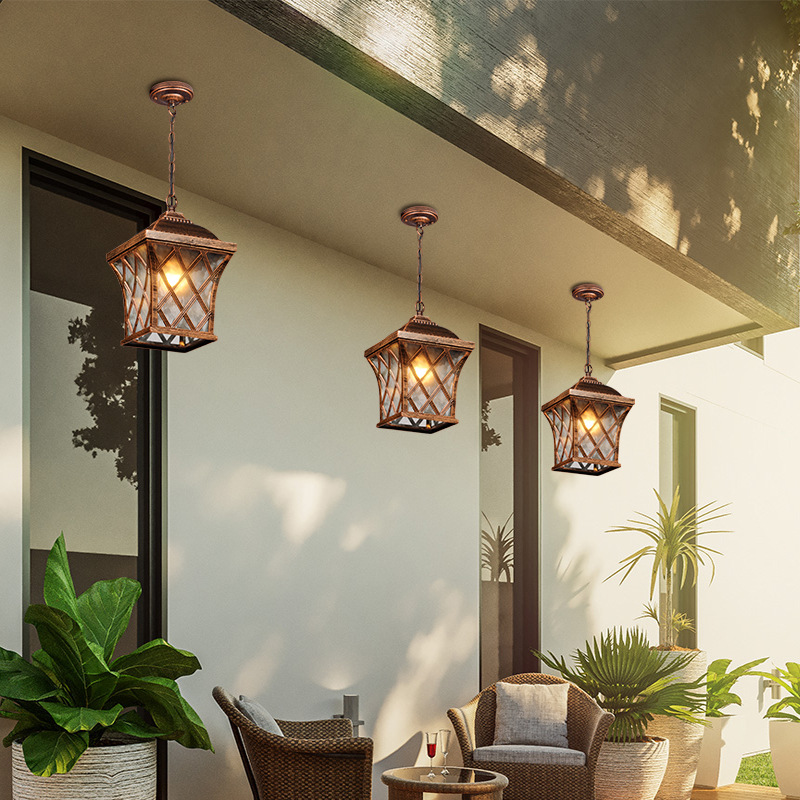 Vintage Outdoor Pendant lights for Courtyard Garden Balcony Retro Europe Style ceiling pendant lamp yard pathway landscape lamp