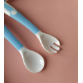2 Pcs/Set Cute Cartoon Food Grade PP Baby Spoon Tableware Bendable Baby Utensil Spoon Fork Feeding Dishware Set