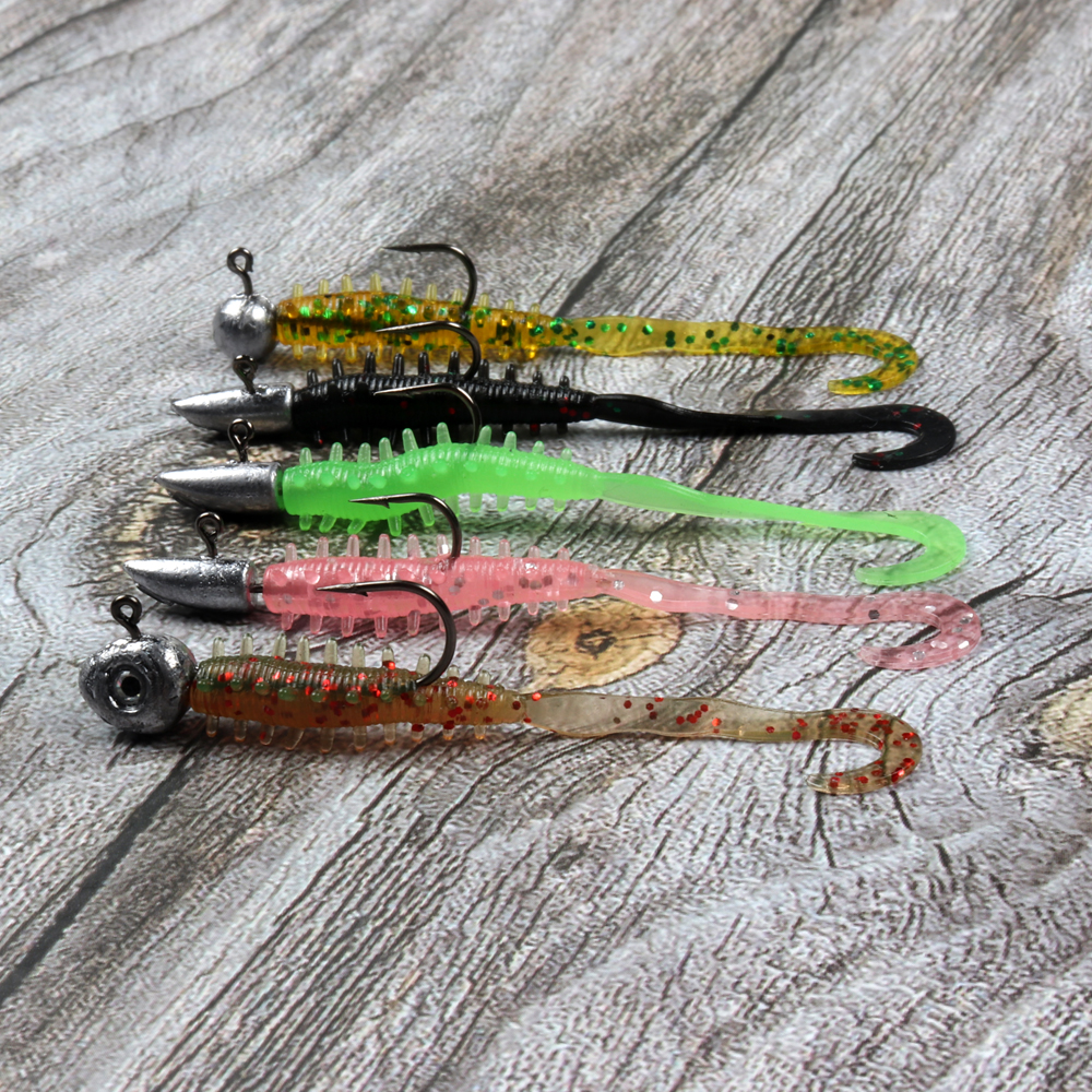 JOHNCOO 24pcs 50mm 0.4g Silicone Fishing Lure Rubber Artificial Worm Bait TPR Wobblers Swimbait Ocean Rock Fishing Lure