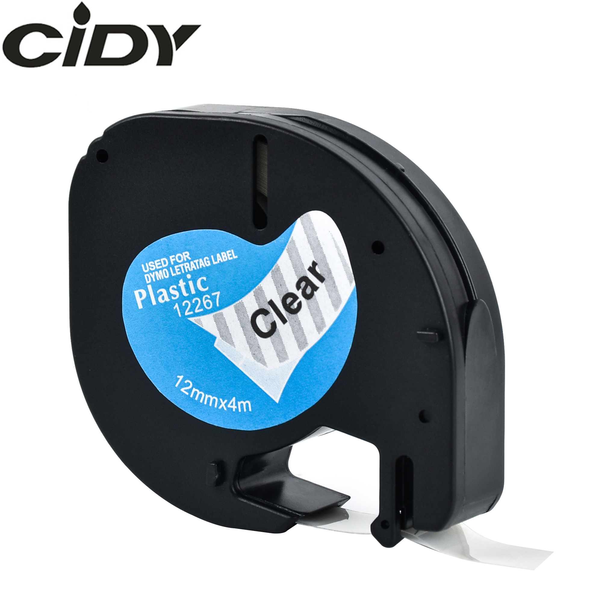 CIDY Compatible 12mm Black on Clear Dymo Letratag Tape LT 16952 16951 12267 12268 for LT-100H