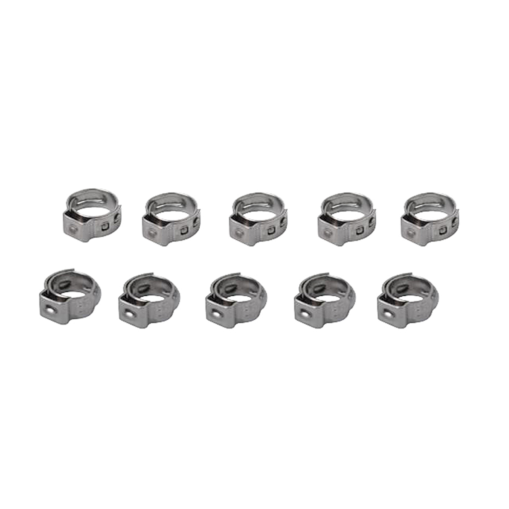 10 Pieces Stainless Steel Single Ear Hose Clamps 7.8mm-9.5mm Adjustable
