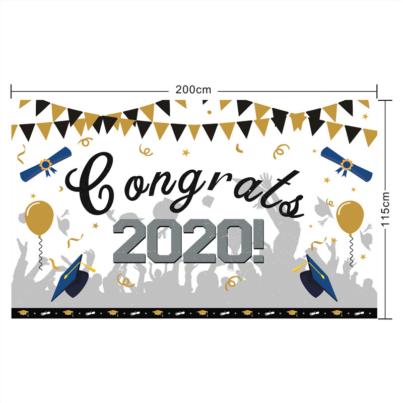 Class 2020 Graduation Party Decoration Background Doctorial Hat Champagnes Banner Decoration Backdrop Curtains Backdrop Stand