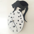Cat wall clock creative personality acrylic clock Contracted and fashionable sitting room wall clock creative black cat