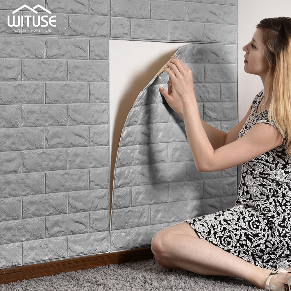 Hot sale PE Foam 3D Wallpaper DIY Wall Stickers Wall Decor Embossed Brick Stone Wallpaper Room House 60X30cm home decor