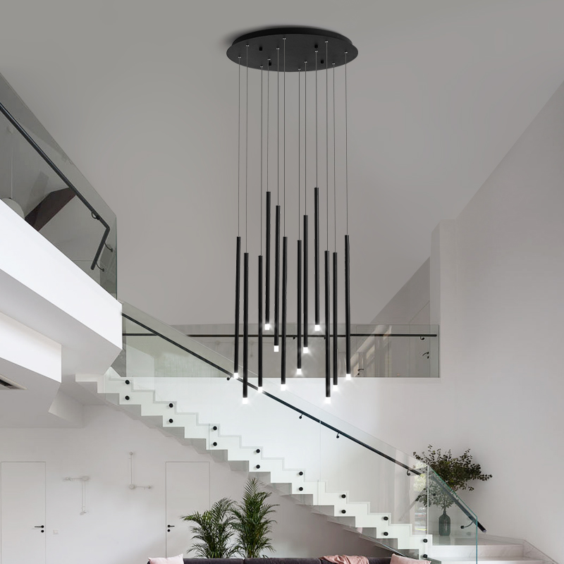 Modern minimalist stair chandelier ceiling Nordic villa chandelier lighting gold / black / led chandelier for cafe restaurant