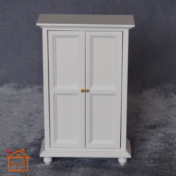 1:12 Dollhouse Wardrobe mini furniture model white closet vertical double door cabinet
