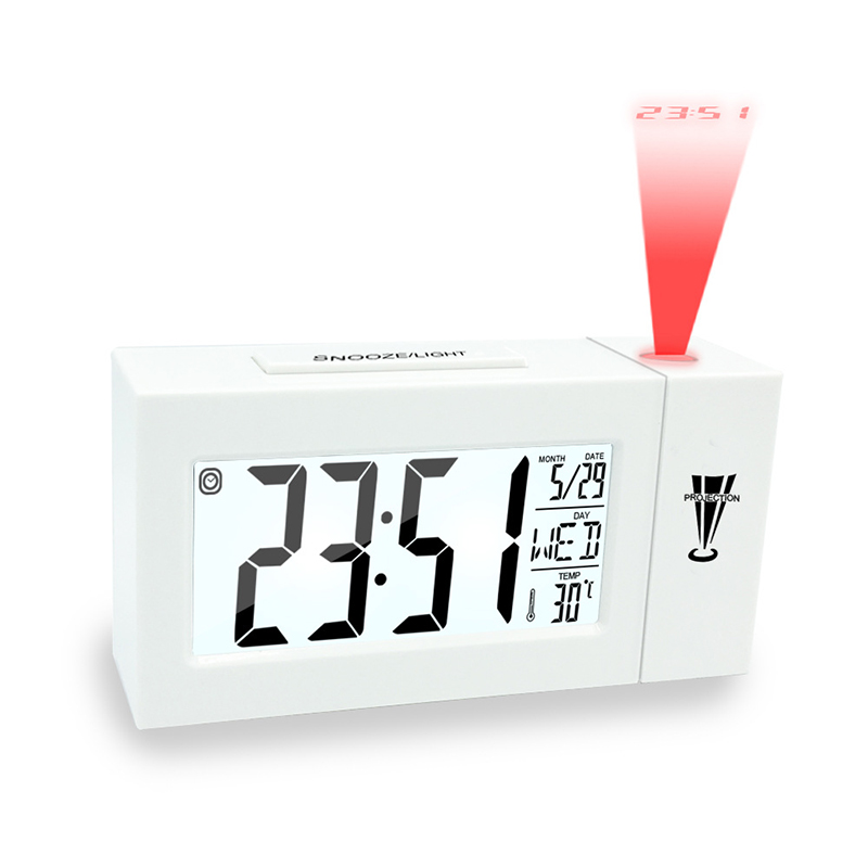 Digital LCD Rotation Projector Projection Alarm Clock Ceiling Display 12/24 H Desk Table Clock Temperature For Bedrooms