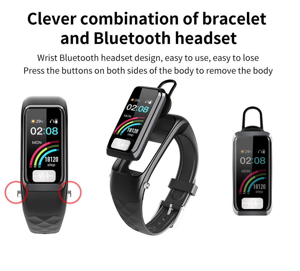 H207 Smart Bracelet Watch Bluetooth Earphone 2 in 1 AI ECG+PPG Heart Rate Blood Pressure Monitor Sports Drive Call Smartwatch