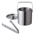 1.3L Stainless Steel Ice Cube Container Double Walled Ice Bucket Container with Tongs Lid