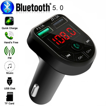 Car Bluetooth 5.0 FM Transmitter Car Kit MP3 Modulator Player Wireless Handsfree Audio Receiver Dual USB Fast Charger 3.1A