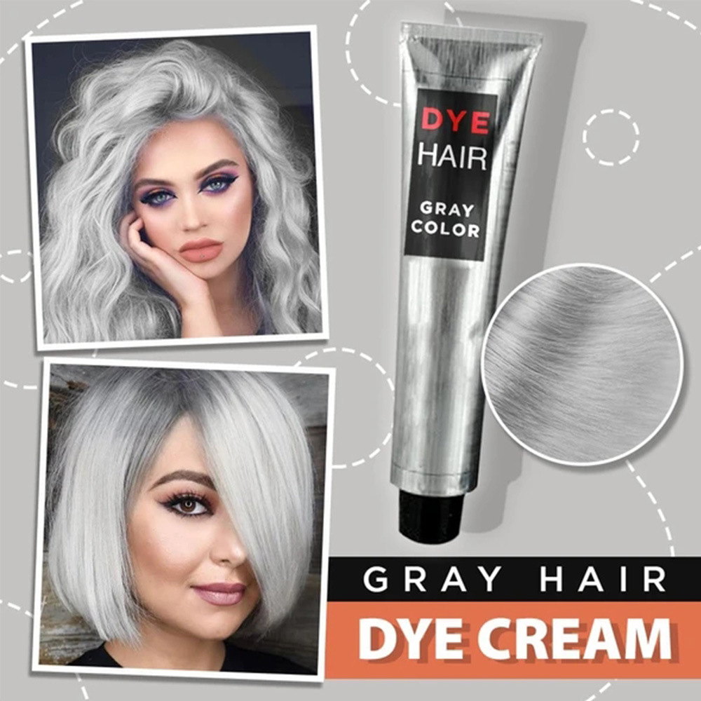 Gray Hair Dye Cream Punk Style Nature Permanent Light Grey Silver Unisex Hair Dye Color Cream Cosmetic Beauty Hair Care 2020